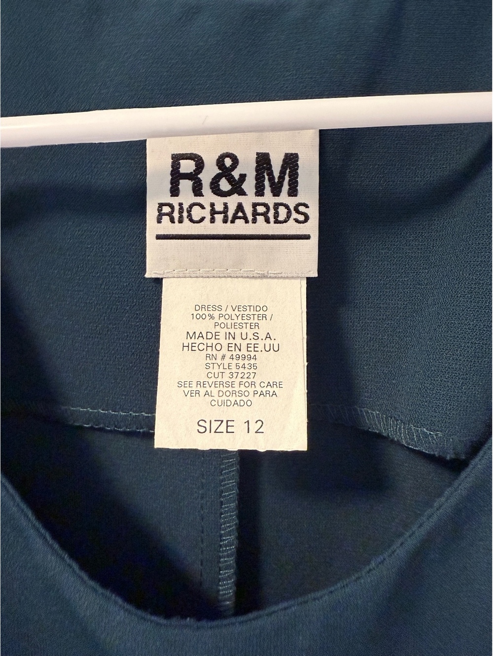 NWT R&M Richards Women Dress Navy Blue Shift with Tie Round Neck Midi Dress 12 - Picture 2 of 5